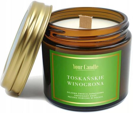 Your Candle Świeca sojowa zapachowa z drewnianym knotem toskańskie winogorna