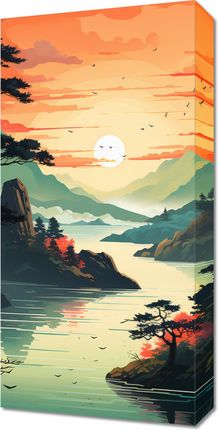 Zakito Posters Obraz 30x60cm Zachodzące Słońce Nad Spokojnym Jeziorem