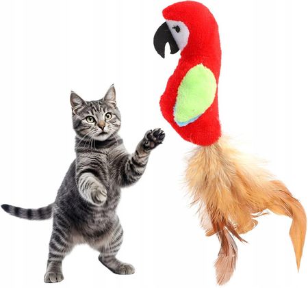 Zabawka Dla Kota Interaktywna Papuga Z Dźwiękiem Imitacja Odgłosu Ptaka