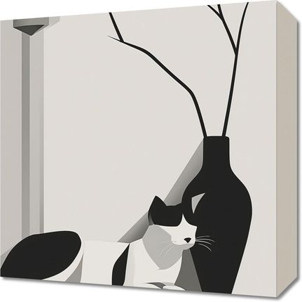 Zakito Posters Obraz 40x40cm Kot w Odcieniach Szarości