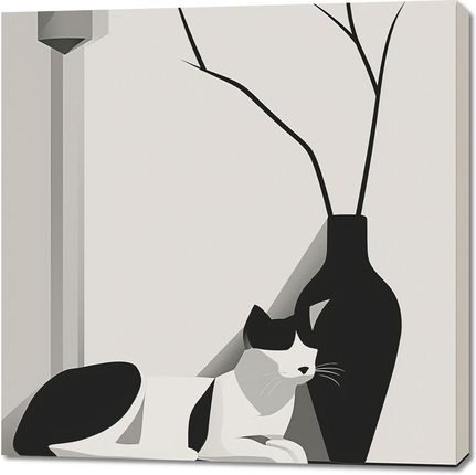 Zakito Posters Obraz 100x100cm Kot w Odcieniach Szarości