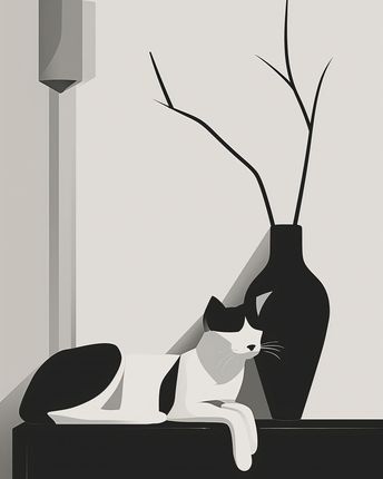 Zakito Posters Plakat 40x50cm Kot w Odcieniach Szarości