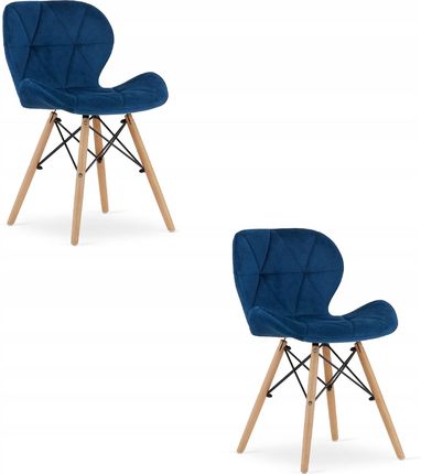 Krzesło Aksamit granatowe x 2 Skandynawskie