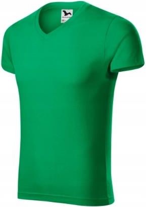 Bawełniana koszulka męska T-shirt Slim Fit V-neck Malfini Zielona S
