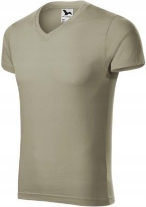 Bawełniana koszulka męska T-shirt Slim Fit V-neck Malfini Khaki M