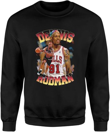 Chicago Bulls Dennis Rodman Nba Vintage Y2k Męska bluza (XXL, Czarny)