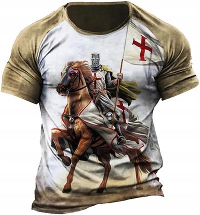 T-shirt Męski Koszulka 3D Nadruk Templariuszy
