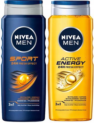 Nivea Men Sport& Active Energy Żel Pod Prysznic Mix 2X500Ml