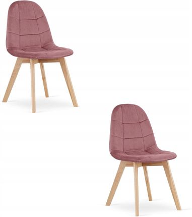 Zestaw 2x Nowoczesne Krzesło Tapicerowane w Kolorze Różowego Aksamitu