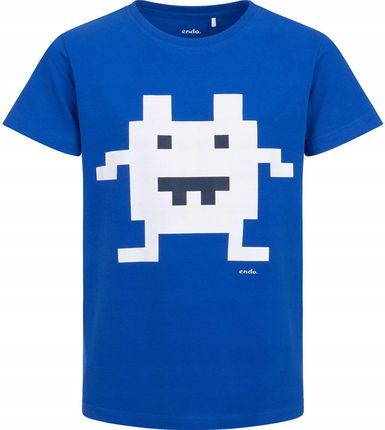 T-shirt dziecięcy chłopięcy Bawełniany niebieski 146 Stworek Pixel Endo