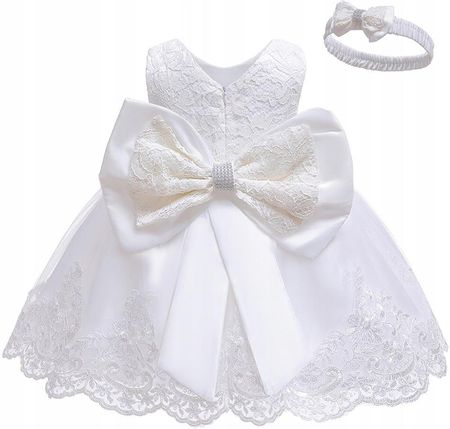 Sukienka dla dziewczynki wizytowa biała na wesele chrzest chrzciny 86 92