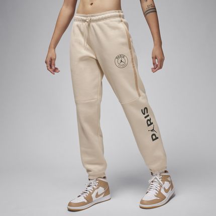 Damskie spodnie piłkarskie z nadrukiem Jordan Paris Saint-Germain Brooklyn Fleece - Brązowy