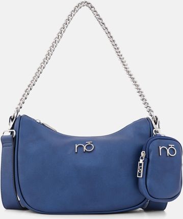 Niebieska torebka na ramię z portmonetką na łańcuszku