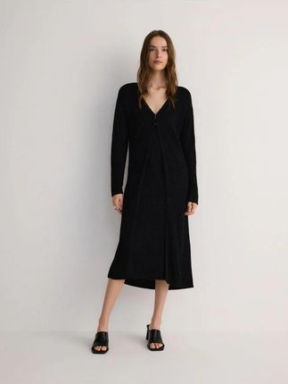 Reserved - Dzianinowa sukienka maxi - czarny