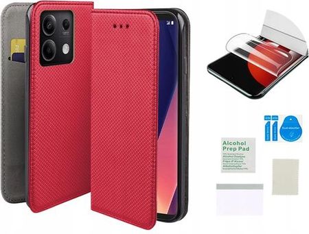 Martech Etui Z Klapką Do Xiaomi Redmi Note 13 5G Czerwony Case Folia Ochronna Tpu