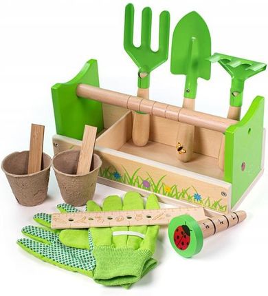 Bigjigs Toys 34043 Drewniana Skrzynka Ogrodnika Z Narzędziami Dla Dzieci