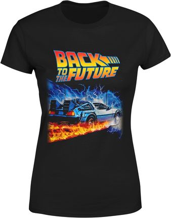 Back To The Future Powrót Do Przyszłości Delorean Vintage Damska koszulka (L, Czarny)