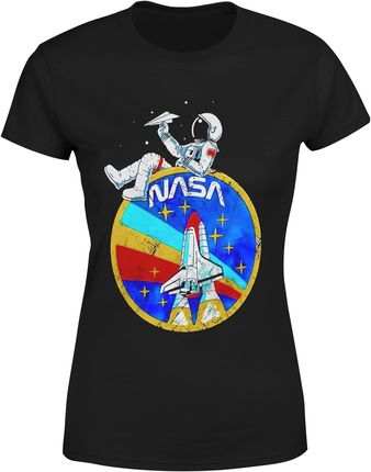 Nasa Zabawny Kosmonauta Kosmos Damska koszulka (XXL, Czarny)