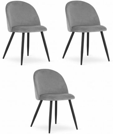 Krzesło BELLO - aksamit jasnoszare / nogi czarne x 3