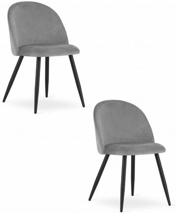 Krzesło BELLO - aksamit jasnoszare / nogi czarne x 2