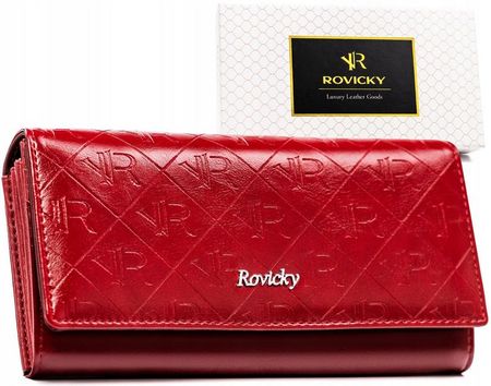 Klasyczny, rozbudowany portfel damski na zatrzask - Rovicky