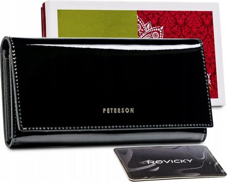 Duży skórzany portfel damski z portmonetką na bigiel - Peterson