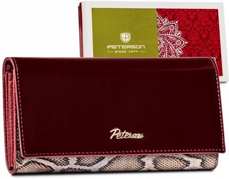 Lakierowany portfel damski z wężowym wzorem RFID - Peterson