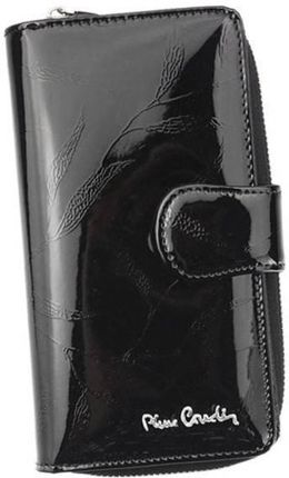 Efektowny, pionowy portfel damski z lakierowanej skóry naturalnej - Pierre Cardin