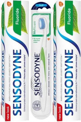 Sensodyne Fluoride 2x75 ml + Sensodyne Multicare Soft 1szt.