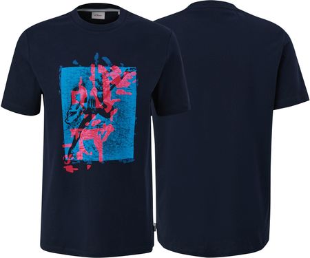 T-shirt męski s.Oliver granatowy grafika - XL