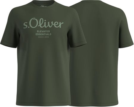 T-shirt męski s.Oliver oliwkowy logo - M