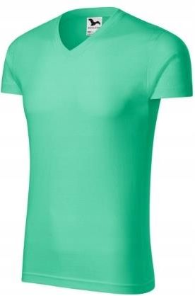 Bawełniana koszulka męska T-shirt Slim Fit V-neck Malfini Miętowy XL