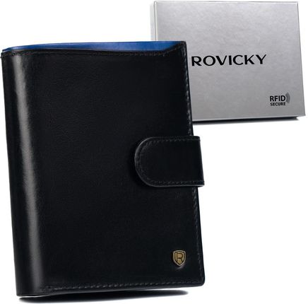 Skórzany portfel męski na karty z systemem RFID Protect— Rovicky