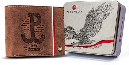 Skórzany portfel męski z patriotycznym wzorem - Peterson