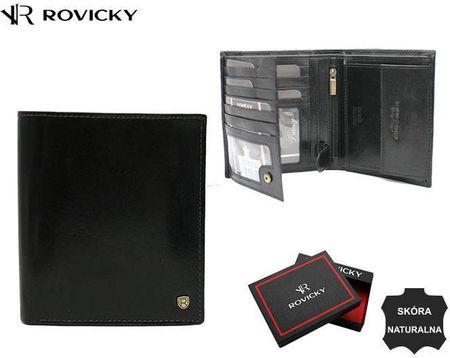Skórzany, duży portfel męski z systemem RFID - Rovicky