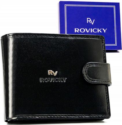 Duży, skórzany portfel męski na zatrzask - Rovicky