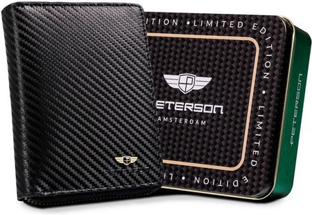 Skórzany portfel na zamek z powłoką carbon - Peterson