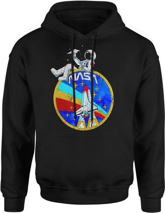 Nasa Zabawny Kosmonauta Kosmos Męska bluza z kapturem (XL, Czarny)