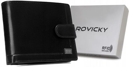 Skórzany portfel męski zapinany na zatrzask - Rovicky
