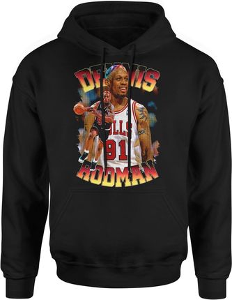 Chicago Bulls Dennis Rodman Nba Vintage Y2k Męska bluza z kapturem (L, Czarny)