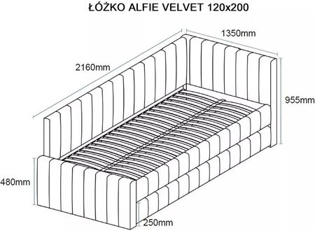 Signal Łóżko Alfie Velvet 120X200 C. Beż Bluvel 40 25871 - zdjęcie 2