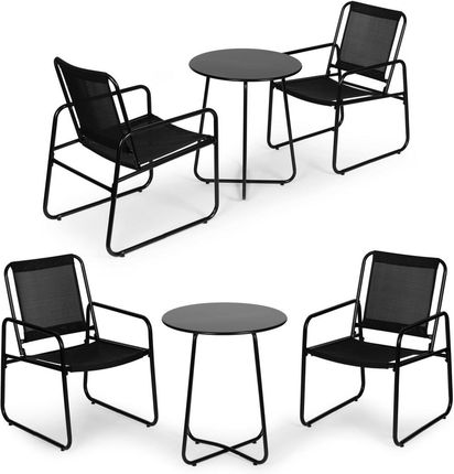 Modernhome Emaga Zestaw Komplet Mebli Ogrodowych Dwa Krzesła Stolik Czarny 3366