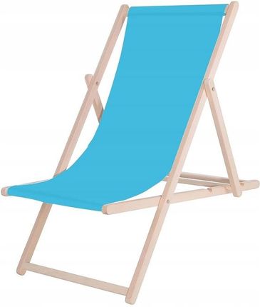 Springos Leżak Drewniany Ogrodowy Plażowy Składany Niebieski Tkanina Leżaki Plażowe
