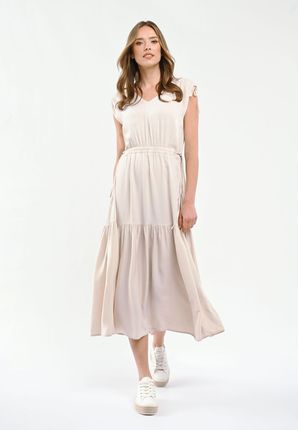Sukienka Maxi Długa Gładka Kremowa Volcano G-vera L