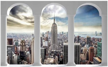 Wallarena Fototapeta Miasto Nowy Jork 3D Widok Okno Tapeta Ścienna Flizelina 368x254
