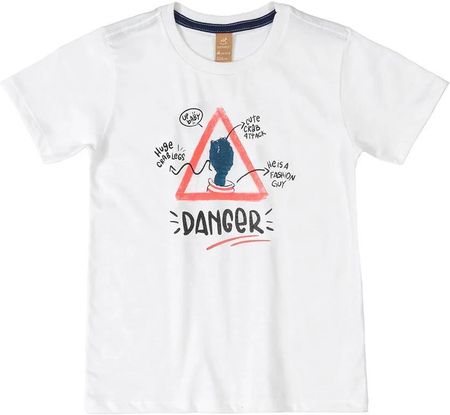 T-shirt chłopięcy, biały, Danger, Up Baby
