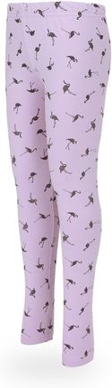 Dziewczęce legginsy, fioletowe, z nadrukiem we flamingi, Tup Tup