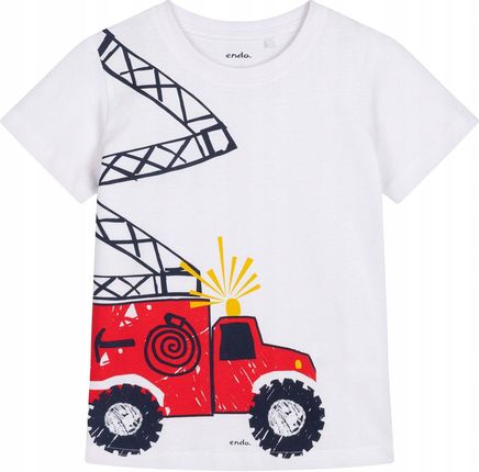 T-shirt chłopięcy Koszulka dziecięca Bawełna biały 116 straż pożarna Endo