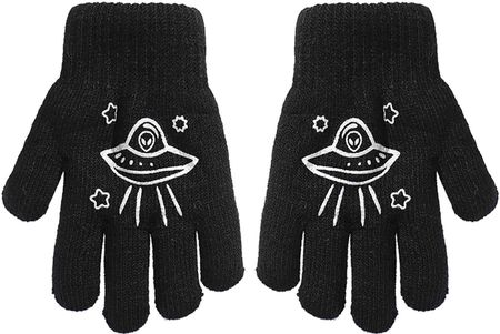 Rękawiczki dziecięce z nadrukiem ocieplone czarne