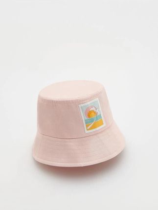 Reserved - Bucket hat z naszywką - pastelowy róż